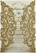 25PCS Champagne Gold Glitter Laser Cut Wedding Invitations Cards by Unknown