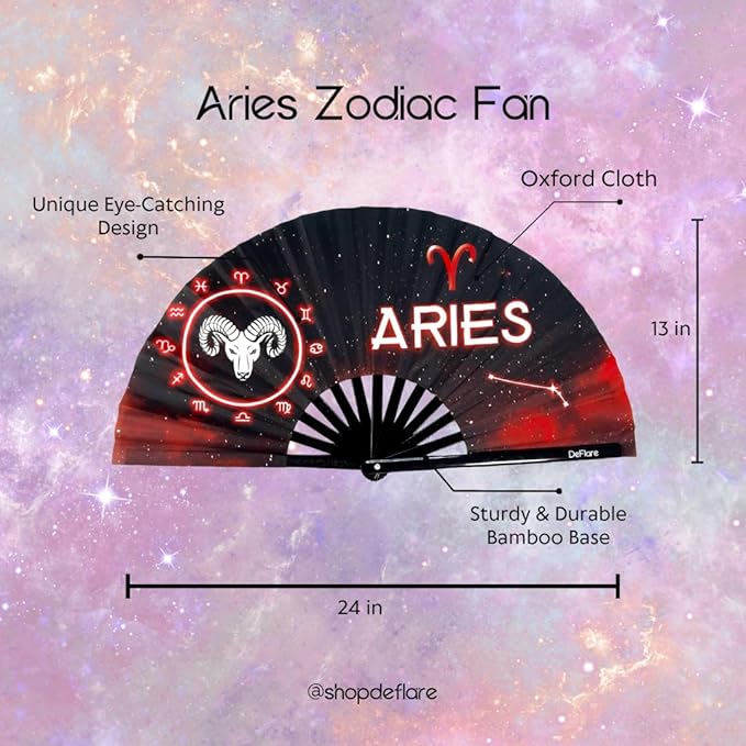 DeFlare | Cosmic Zodiac Rave Fan | Zodiac Sign Hand Fan | Astrology Rave Fan | - Image 5