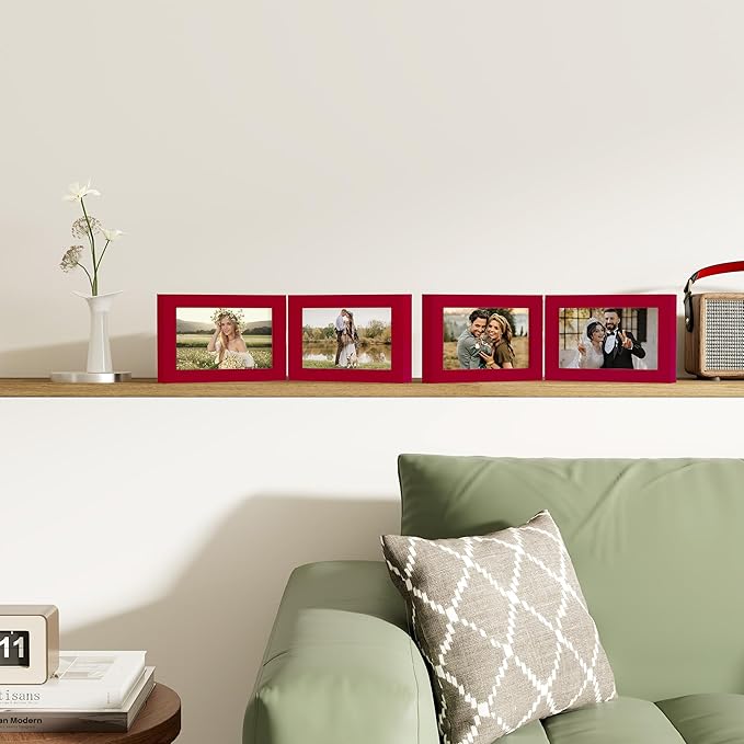 decorUhome Double 6x4 Picture Frame Horizontal, Engineered Wood Bifold Photo - Image 5