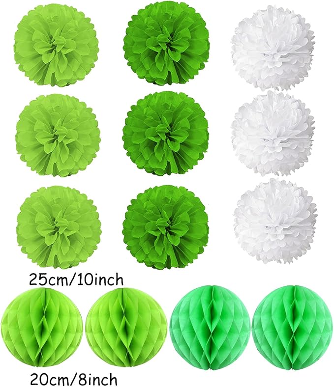 Hanging Paper Fan Set, Tissue Paper Pom Poms Flower Fan and Honeycomb Balls - Image 3