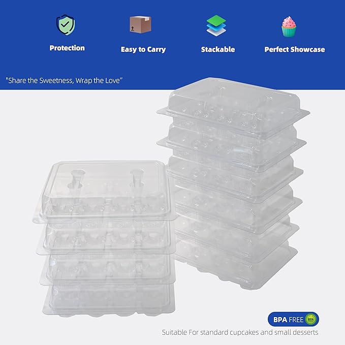 Cupcake Carriers for 12 Cupcakes, Premium Crystal-Clear Cupcake Boxes - Image 2