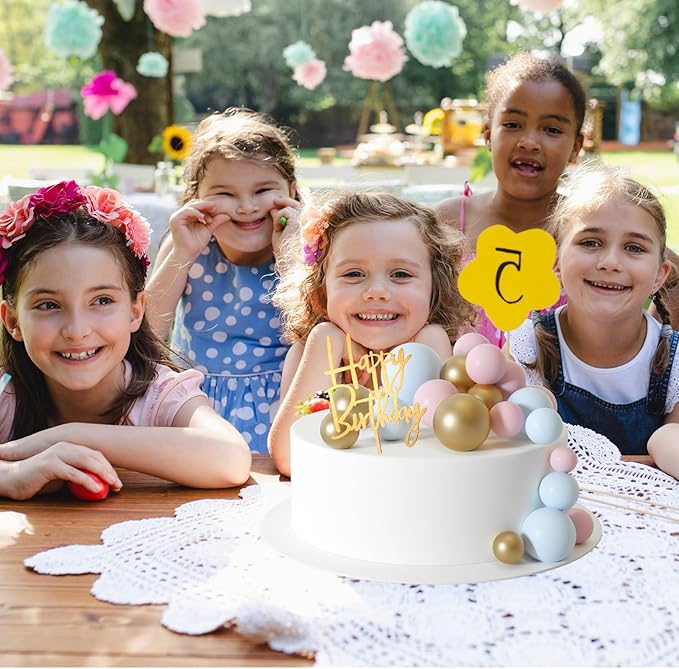 MIAHART Ball Cake Toppers Boho Grass Cake Topper Ball Cake Insert Decoration - Image 4