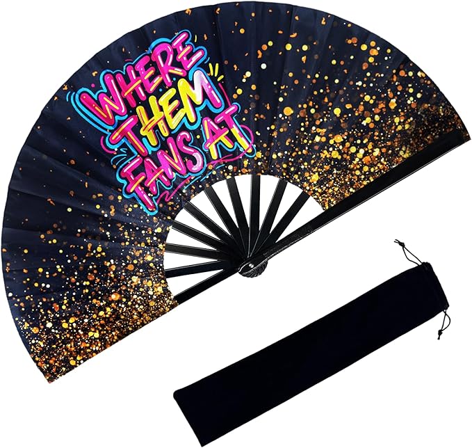 13 Inch Large Clack Hand Fan for Western Line Dance by LILISPAI