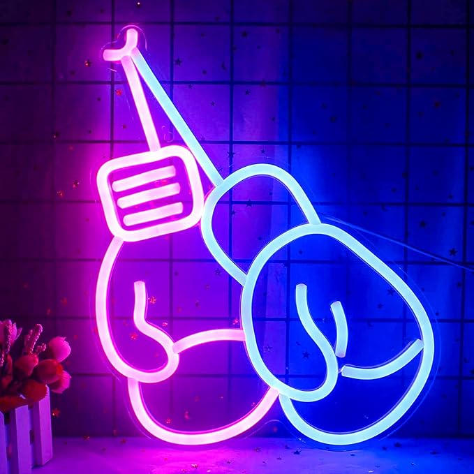 Lucunstar Boxing Gloves Neon lights Pink Blue LED Light Sign Boxing Gloves Neon by LUCUNSTAR