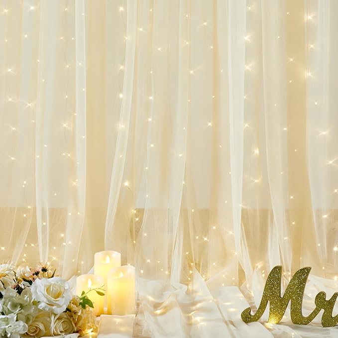 10ft x 10ft Champagne Tulle Backdrop Curtain - Image 7