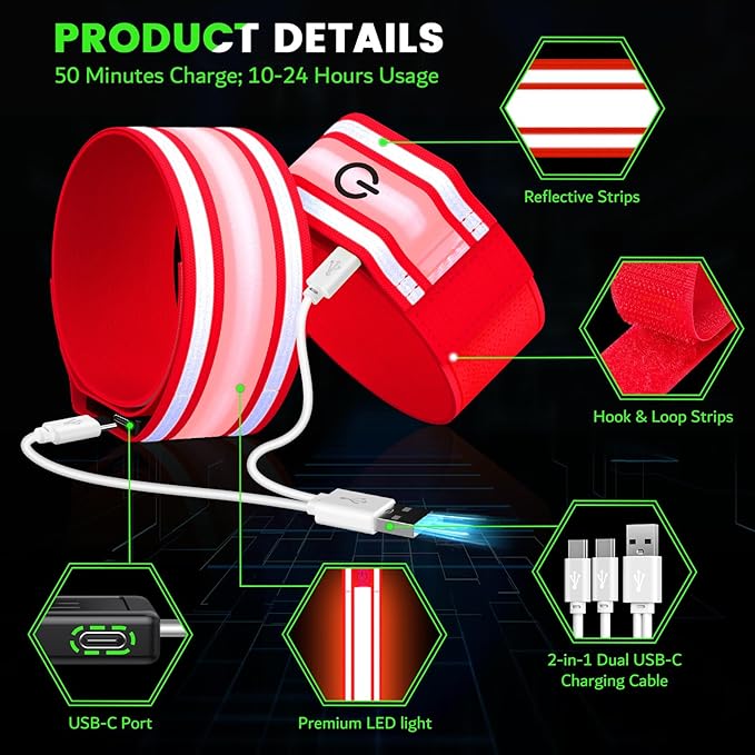 LED Armband for Running, Light Up Arm Bands for Night Walking Running, - Image 4