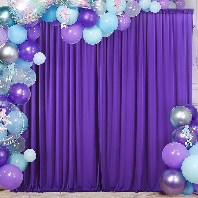 AK TRADING CO. 10 feet x 10 feet Purple IFR Polyester Backdrop Drapes Curtains - Image 4