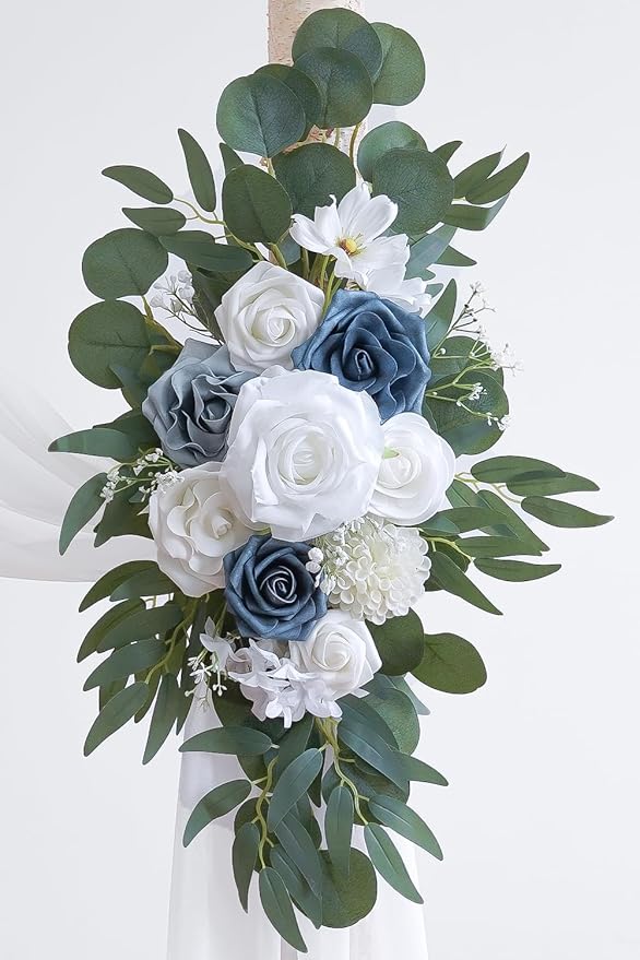 Dusty Blue Artificial Wedding Arch Flowers Kit - Image 6