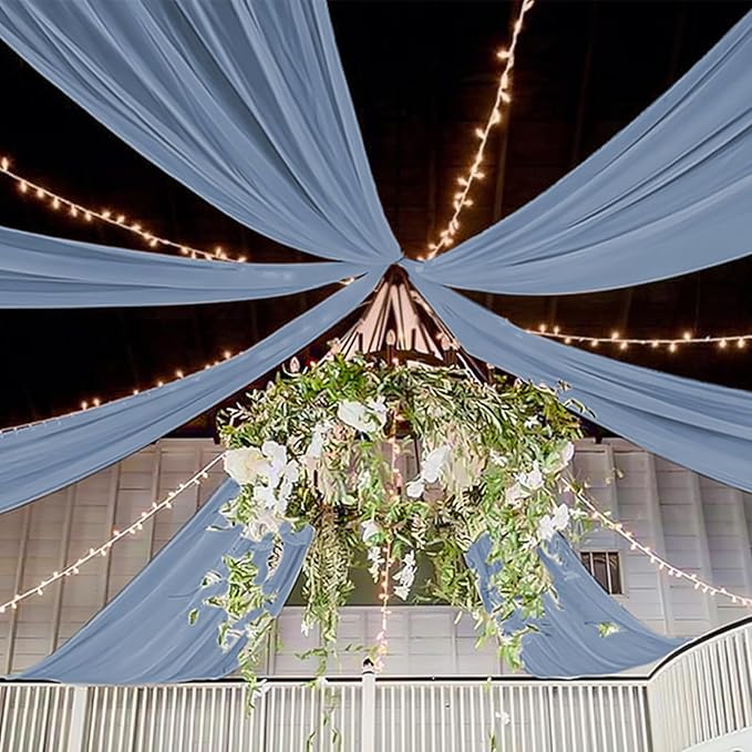 6 Panels Dusty Blue Ceiling Drapes by REWOMC