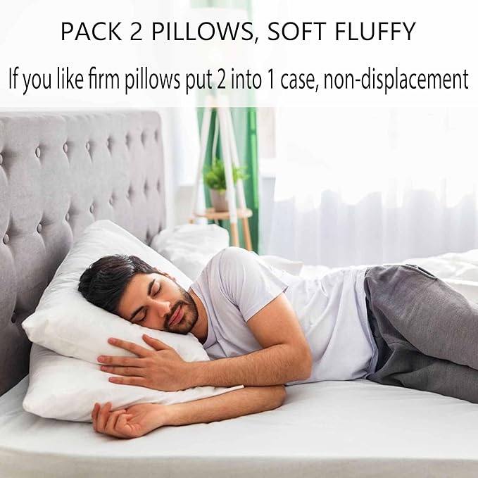 Ultra Thin Flat Soft Bed Pillows Standard Size Set of 2 Pack - Image 5