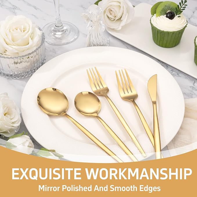NOCCUR 40-Piece Gold Silverware Set - Image 4