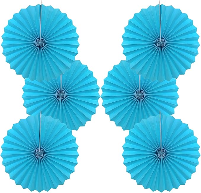 BARTHEW Blue Hanging Paper Fans, Party Decorations by BARTHEW