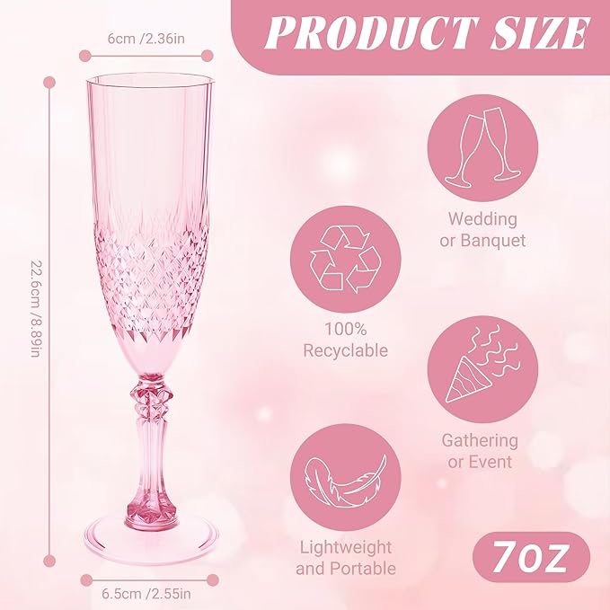 Plastic Champagne Flutes, for Weddings Bachelor Parties Toasting and Events - Image 2