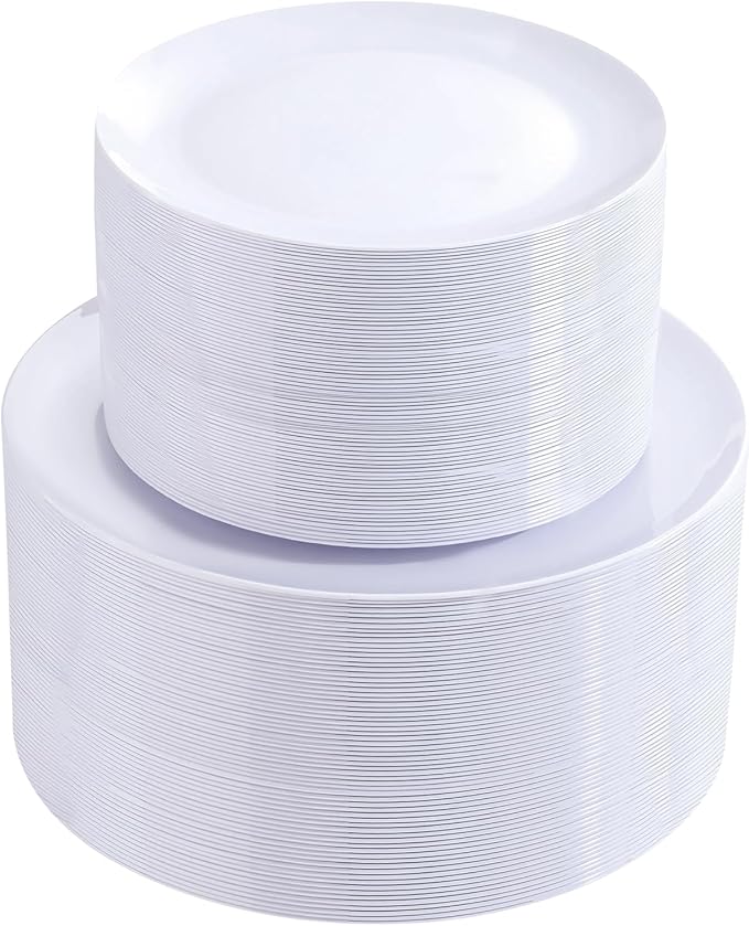 bUCLA 100PCS White Plastic Plates by BUCLA
