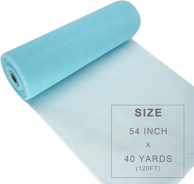 Light Blue Tulle Fabric Roll Spool Bolt Large Tulle Wedding Party Decoration - Image 4