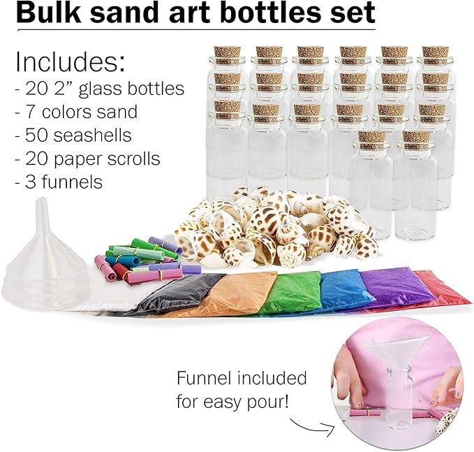 Upper Midland Products Sand Art Wishing Bottles, Bulk Sand Art She Shell Set - Image 2