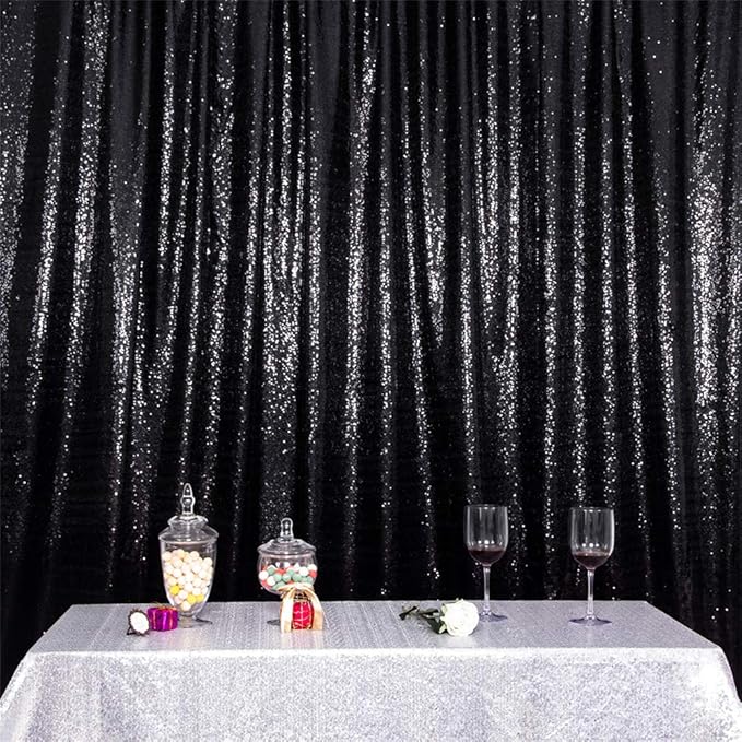 Eternal Beauty Black Thick Sequin Backdrop, 4x7 Ft Halloween Glitter Background - Image 9