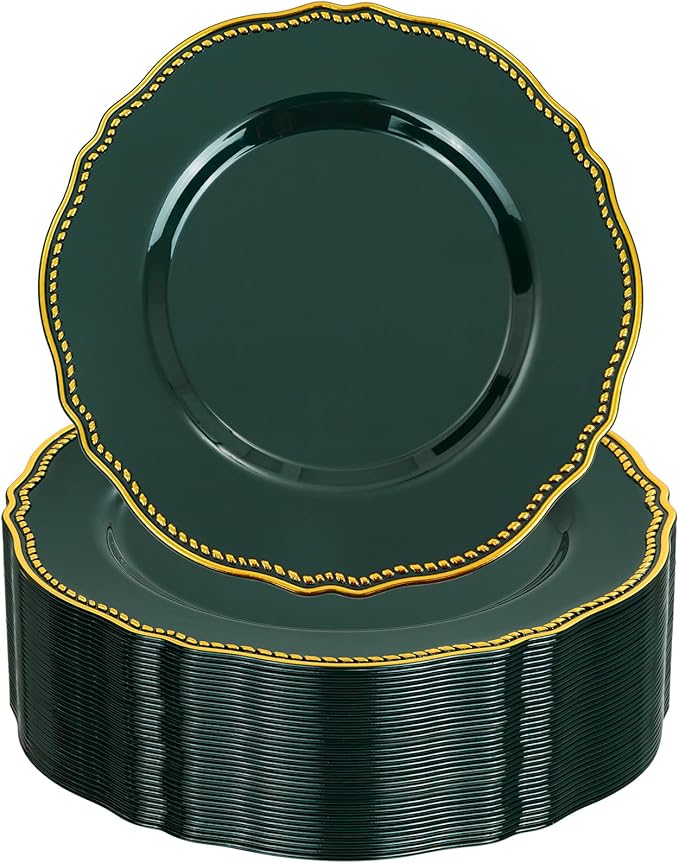 Hioasis 60pcs Green Plastic Plates by Hioasis