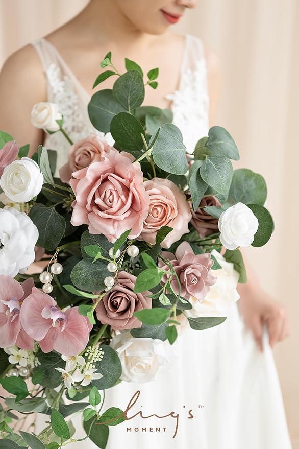 Ling's Moment Pink Bridal Bouquet - Image 4