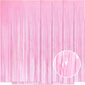 5 Pack Pink Foil Curtain Backdrop 3.2ft x 8.2ft Tinsel Foil Fringe Curtains by Ohiyoo