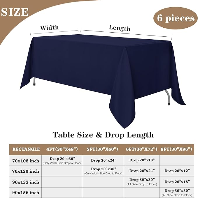 Fitable Navy Rectangle Tablecloths - Image 5