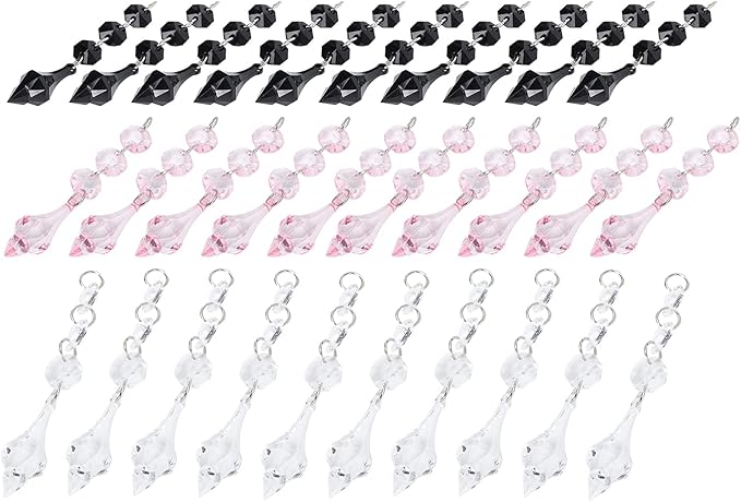 Buachois 10Pcs Clear Acrylic Crystal Ornament Beads Garland Chandelier Hanging - Image 9