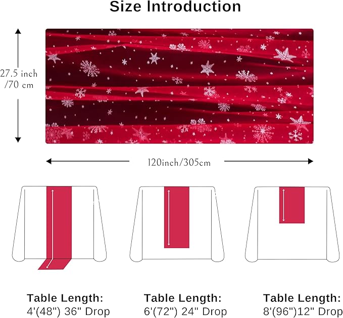Snowkingdom Red Christmas Table Runner, Chiffon Gauze Seasonal Winter Kitchen - Image 7
