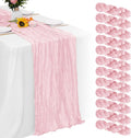 Aktor 12 Pack Pink Table Runner Boho Cheesecloth Table Runner Semi Sheer Gauze by Unknown