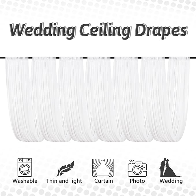 DUOBAO 6-Panel Chiffon Wedding Backdrop Drapes 5x10FT - Image 5
