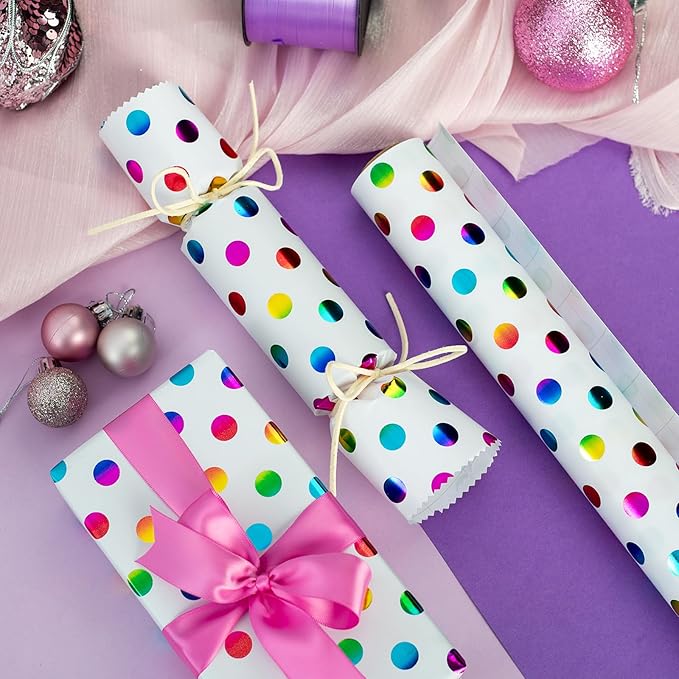Burymento Rainbow Dots Wrapping Paper, Gift Wrap - Image 4