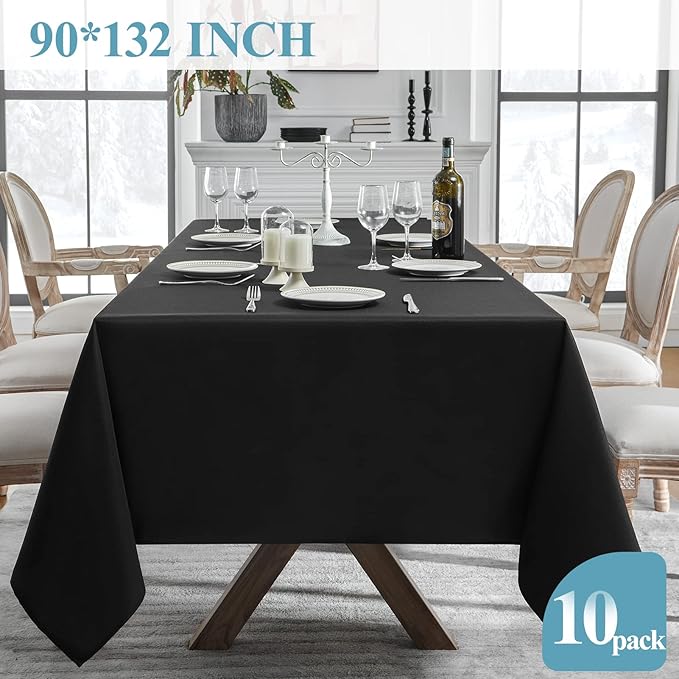 VidaFete Table Cloth 10 Pack 90 * 132inch Rectangle Tablecloth Polyester - Image 5