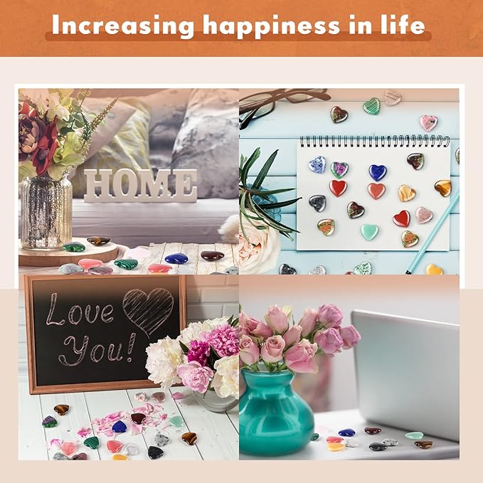 Nuenen 40 Pcs 0.8 Inch Worry Stone Bulk Crystals Heart Shaped Rock Tiny - Image 3