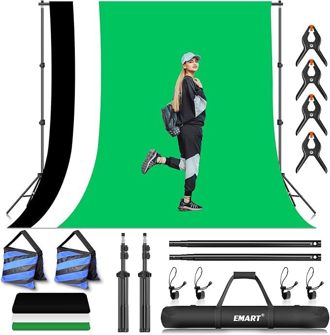 EMART Photo Video Studio Backdrop Stand Kit, 7×10ft Adjustable Photography by EMART