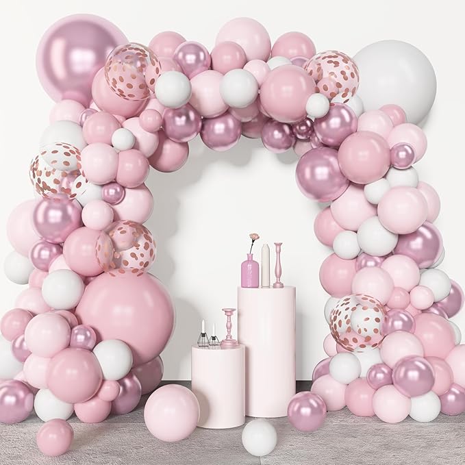 Amandir 153pcs Pink White Balloons Arch Garland Kit, Different Sizes 18 12 10 - Image 5