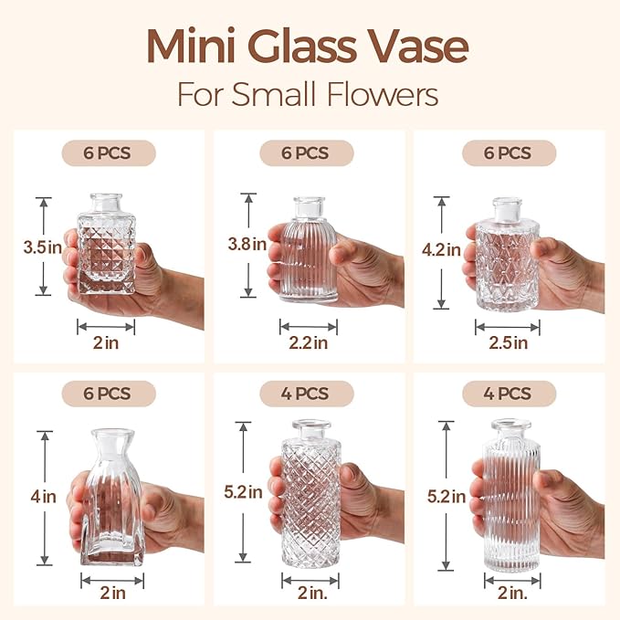 ComSaf Glass Bud Vases Set of 32, Small Clear Bud Vases in Bulk, Mini Flowers - Image 2