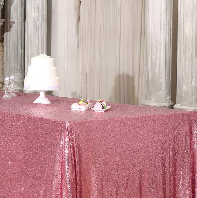 SquarePie Sequin Tablecloth 50 x 72 Inch Fuchsia Pink Sparkly Table Linen - Image 6