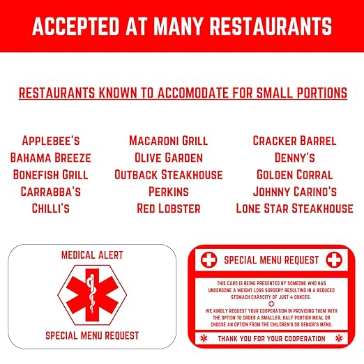 Bariatric Card for Restaurants, Special Menu Request Card, Portion Control - Image 8