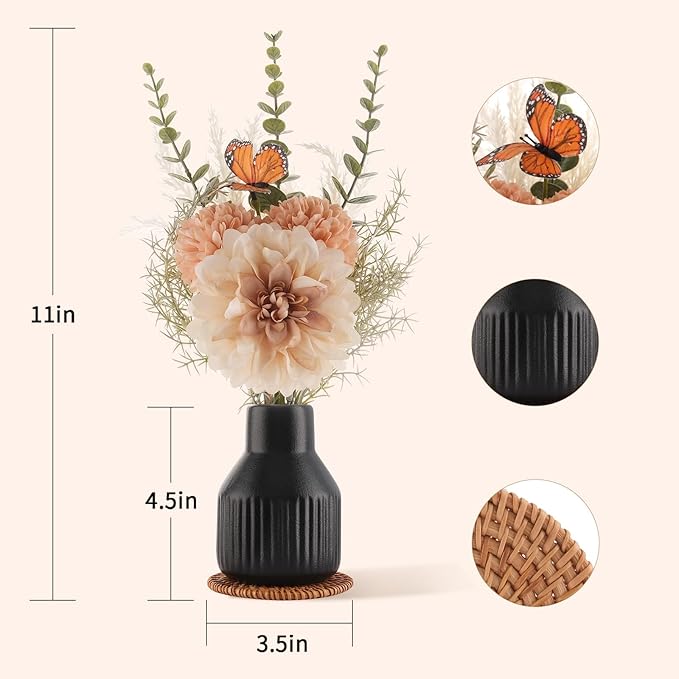 Small Fake Flowers in Vase 14" Centerpiece Table Decorations Silk Flowers - Image 7