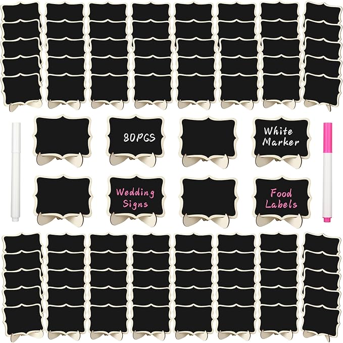 80 Pack Mini Chalkboard Signs by VZZNN