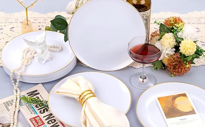 Festiva 50Pcs Gold Plastic Plates - Image 9
