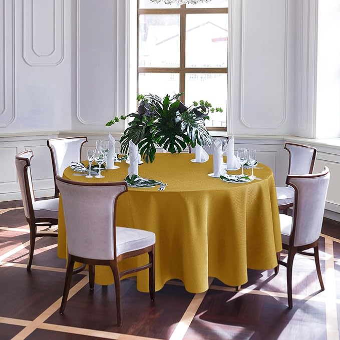 Biscaynebay Textured Fabric Christmas Round Table Cloth 90", Parties Machine - Image 2