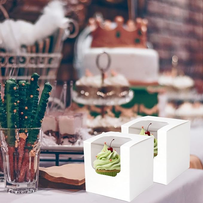 JCD 70pcs Cupcake Boxes, 3.5inches Auto-Pop up Single Individual Pre-Assembled - Image 7