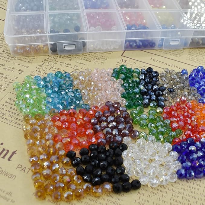 6mm 1200Pcs Briolette Faceted AB Crystal Glass Beads 24 Colors Rondelle Shape - Image 4