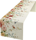 Rustic Floral Table Runner, Watercolor Flower Leaves Hummingbird Butterfly by Unknown