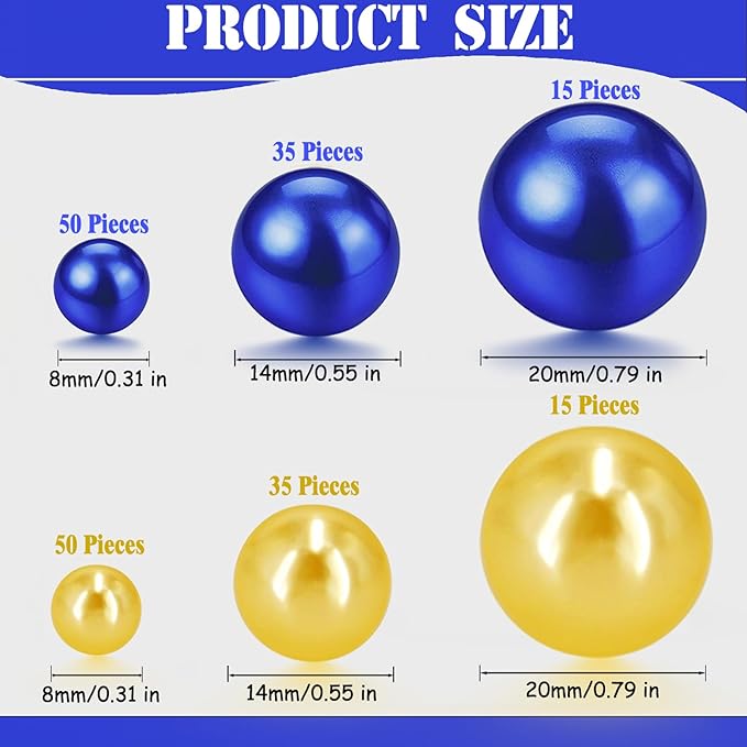 200 Pcs Vase Filler Beads Gold and Blue Pearl Beads - Image 3