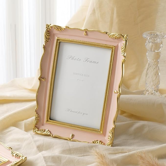 Cuspin 4x6 Vintage Picture Frame Pink and Gold Photo Frame, 4 by 6 Picture - Image 7