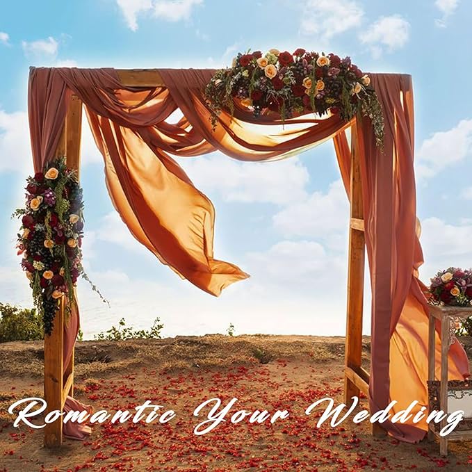 Wedding Arch Draping Fabric 2 Panels 20Ft Length x 28" Width Terracotta - Image 8