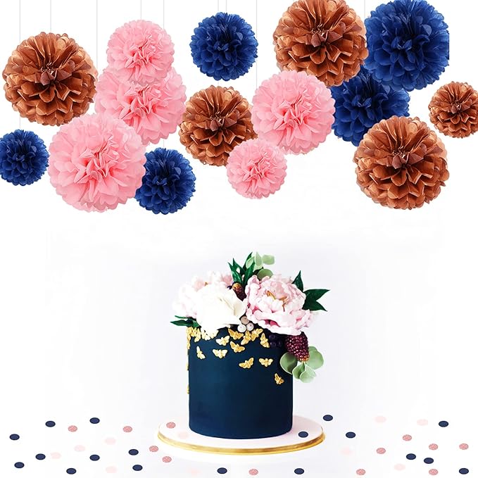 Gender-Reveal Decorations Tissue Paper Pom-Poms - Image 2
