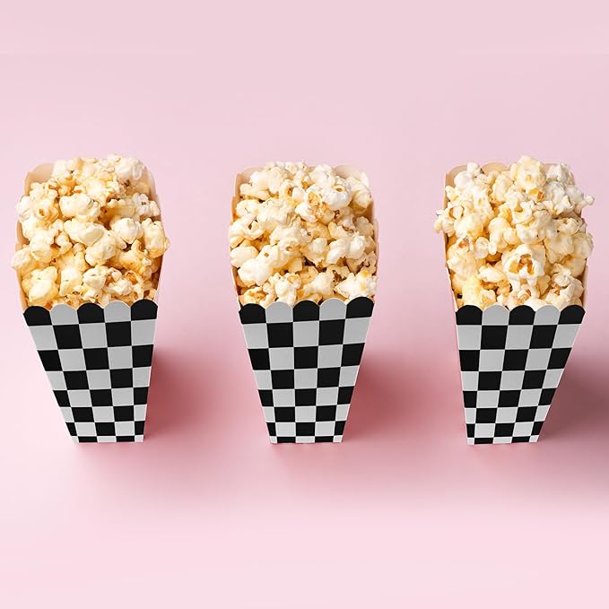 50 Pcs Checkered Popcorn Boxes Mini Paper Popcorn Bags - Image 5