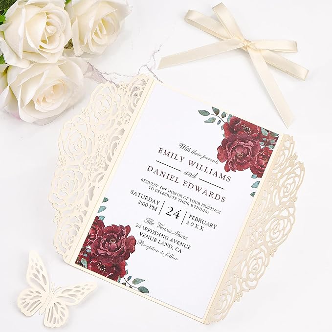 Wedding Invitations Ivory 50 Pack - Image 6